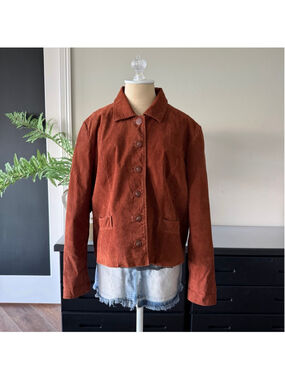 Bernardo VTG genuine leather suede snakeskin jacket burnt orange minimalist L